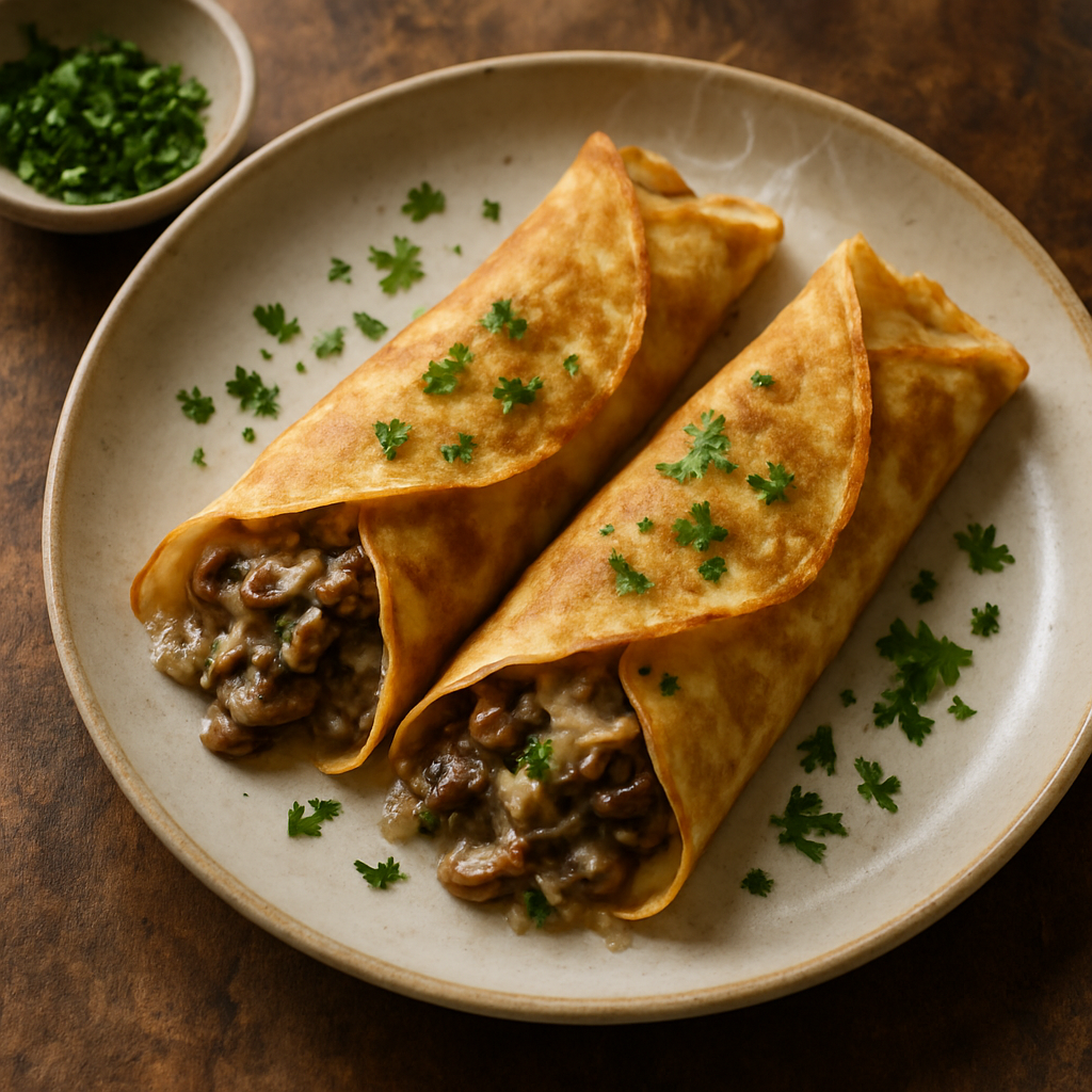 Mushroom and Gruyère Crêpes (Crêpes Forestières)