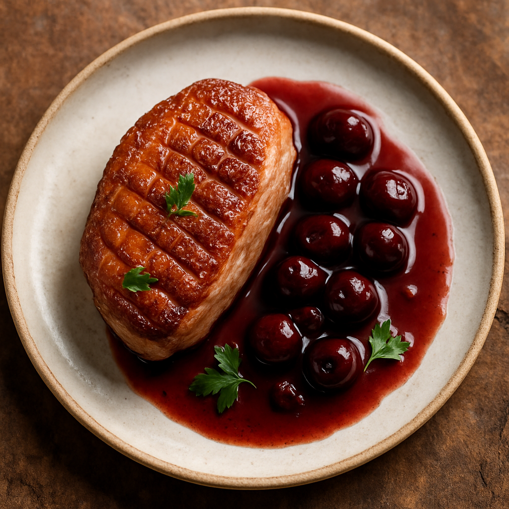 Pechuga de Pato a la Sartén con Salsa de Cerezas