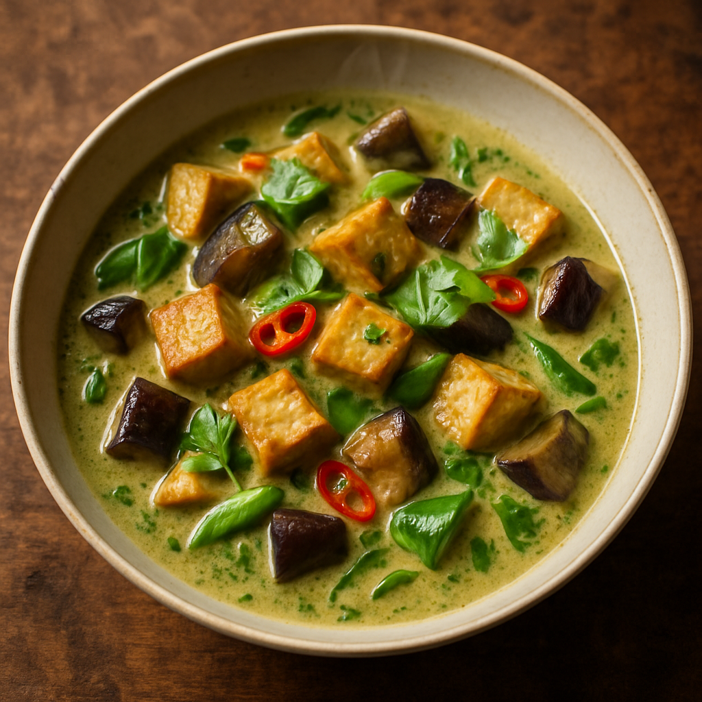 Curry vert thaï au tofu et à l'aubergine